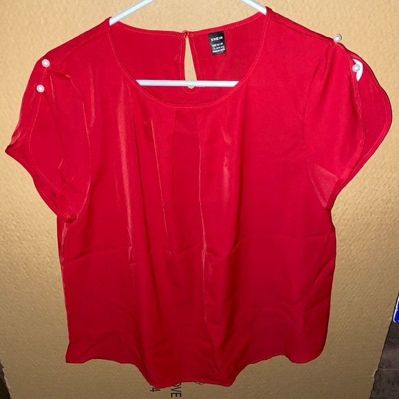 EMERY ROSE Solid Pleated Detail Top sz L - Picture 7 of 8